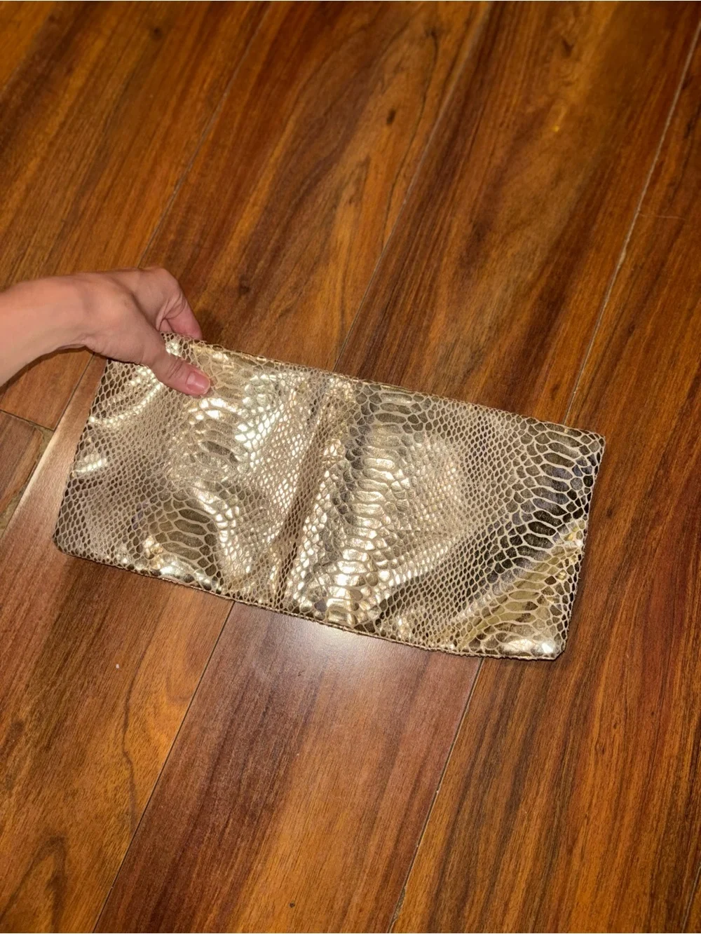 Style & Co. Snake-Embossed Metallic Clutch in Gold